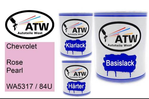 Chevrolet, Rose Pearl, WA5317 / 84U: 1L Lackdose + 1L Klarlack + 500ml Härter - Set, von ATW Autoteile West.